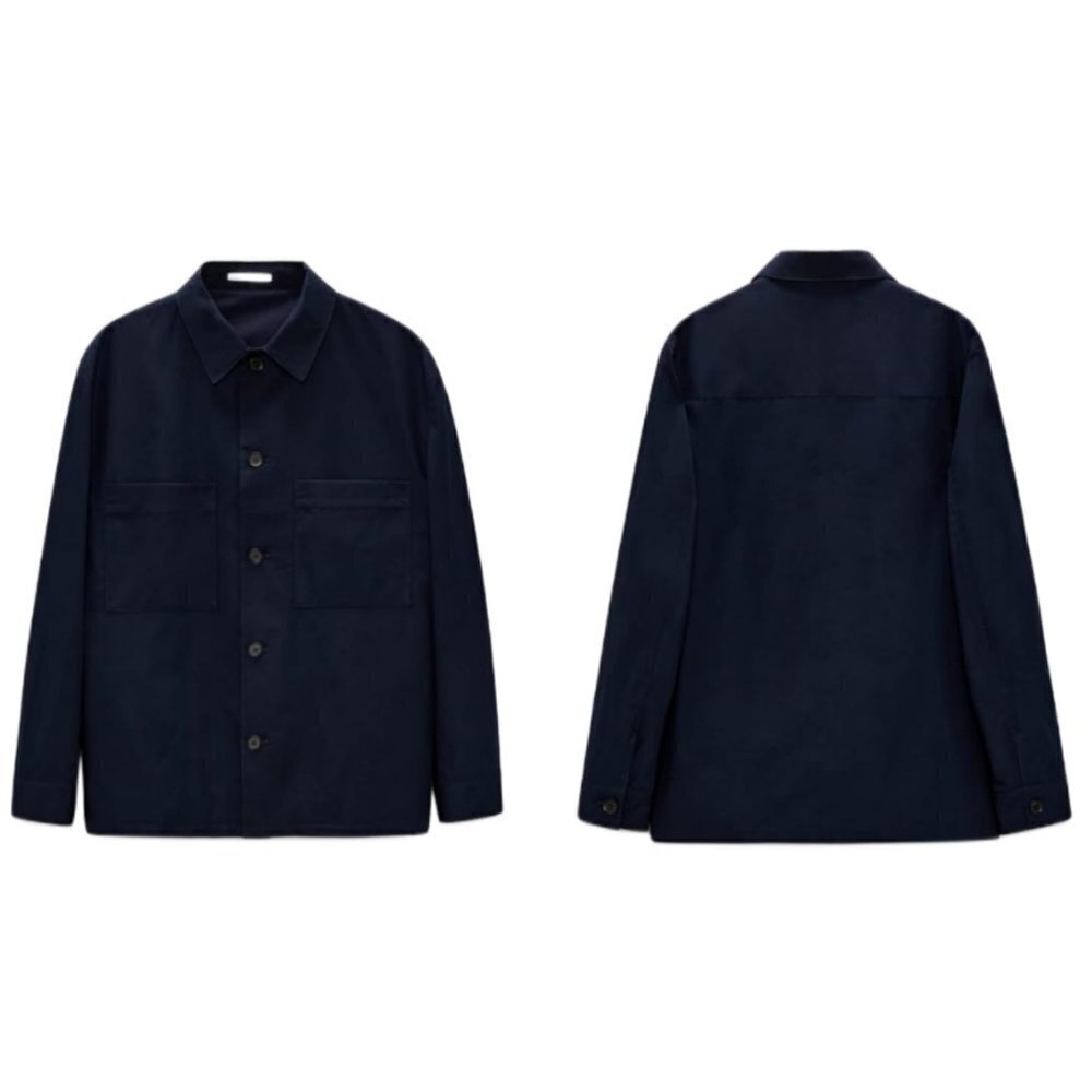Zara Cotton Poplin Jacket Ss22 Navy Blue | 4627/076